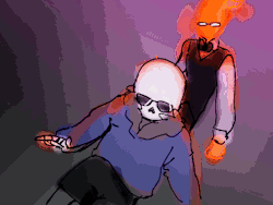 fel-fisk:  30 Day OTP Challenge ft. Sans and Grillby #20 [[drunk as f*ck]] dancing  on my deviantart ///essentially i saw the gif below and i just kinda had to do this/// 