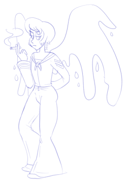 @ruadhan1334 wanted to see boy Lapis/Pearl, and for some reason I doodled a vaguely Tom of Finland-inspired sailor Lapis :D