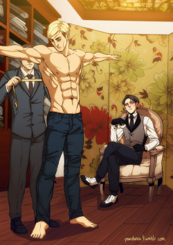 pandanoi:  Eruri AU where Levi is a businessman who tries to get Erwin to work for him, who, prefers to have a simple life with his dog Billy. And idea by cafe-mediano ♥ Erwin obviously needs a suit. 
