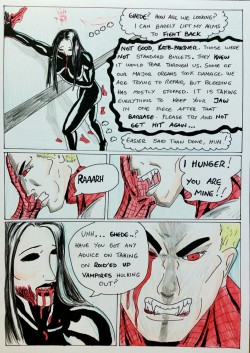 Kate Five vs Symbiote comic Page 122  Ghede confirms just how bad her injuries really are. And now the revelation this angry red giant is also a vampire! He will be literally out for her blood