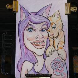 Caricature of my girlfriend and her cat Ralph. Meow.   #meow #caricatures #caricature #art #drawing #portrait #cartoony #artstix #ink #artistsoninstagram #artistsontumblr  (at Raven&rsquo;s Eye Ink)