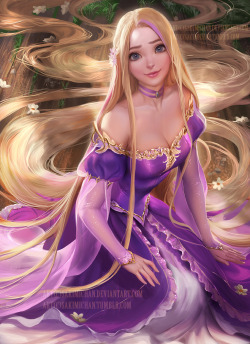 sakimichan:   my take on a classic tale, ‪Rapunzel‬. I really enjoyed painting and designing her dress+ hair *_*PSD+high res,steps,vidprocess etc&gt;https://www.patreon.com/posts/rapunzel-term-36-5761279   