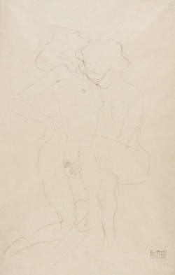 antronaut:  Gustav Klimt - Freundinnen (1913) pencil on paper55 x 35 cm 