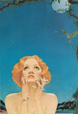 Art Deco Dietrich, painted for the Paramount Studios yearbook 1931. From Vargas, by Alberto Vargas and Reid Austin (Plexus, 1978). From Oxfam in Nottingham.