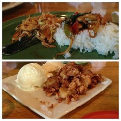 Yesterday&rsquo;s lunch before graduation! #thaifood #friedbananas #coconut #icecream