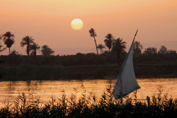 egyptianways:  Sunset over the Nile as seen from Jolie Ville Hotel, Luxor