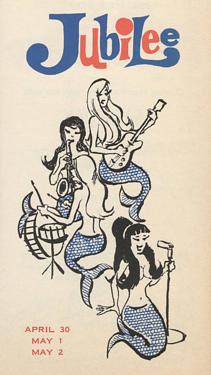vancepollock:UNC Jubilee program 1965, Chapel Hill, North Carolina mermaids. The line-up that year was Johnny Cash; June Carter; Statler Brothers Quartet; The Tennessee Three; The Four Preps; The Platters with the Sinfonians; The Modern Folk Quartet