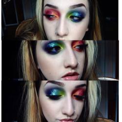 rockyh0rr0rbeetlejuice:  Rainbow 😌 inspired by @lindsayeatsbrains 👼🏻💜 #makeup #electricpalette #mac #makeupforever #muf #mua #rainbow
