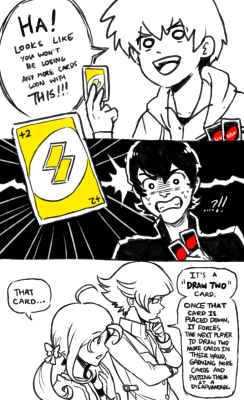 suminerdko:  scribblecee:  A game of Uno  #actually every card game anime   i’d watch it lol XD