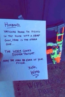 #nerf #note #fun #wifenote #play #looser #cooks #dinner #watergun #couple #perfect