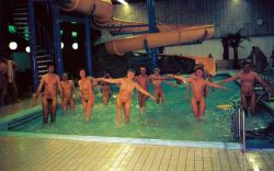 nakedexercise:  Naked aquacize  Nude Fitness Center Water Exercise