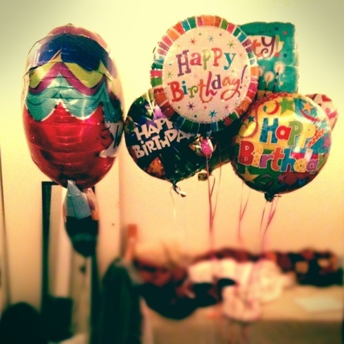 Dancing happy birthday balloons