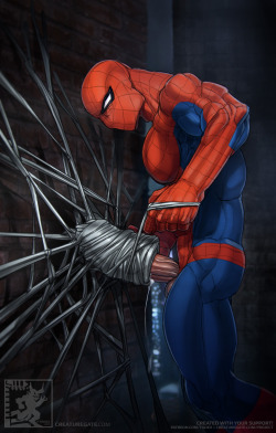 creaturegate:  Spidey’s Spoo SilkSpidey has those fabulous web shooters, right? AND there are always some crazy villains out there just waiting to grab a sample of his DNA to clone him yet again~ So Spidey doesn’t just go jerk off when he’s horny