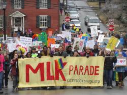 fuckyeahmarxismleninism:  Lexington, Virginia: Say no to hate, yes to unity &amp; solidarity! Hundreds take to the streets for  Lexington’s first ever MLK Day Parade, January 14, 2017. Photos by Bryan G. Pfeifer  That&rsquo;s the heart of confederate