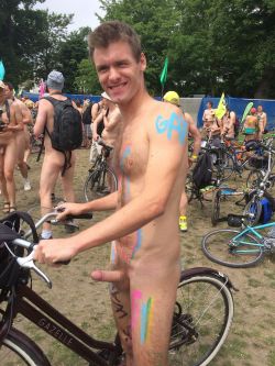 lovenudists:  xxxtravisxxx: menofallaspartsoftheworld:  Brighton’s Naked Bike Ride  I need to know this man!!!! Lol  Some nudists find it hard to get naked in public - Exhibitionists on the other hand Get Hard when they show it all off.http://lovenudists.