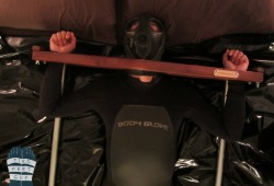 tiedfeetguy:  TFG Preview:  Wetsuit, stocks, neoprene gasmask, and barefeet. More to cum with these stocks later.  In UA, and Spiderman lycra.