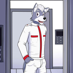 “Uh yeah, it’s still pretty early,” the wolf replied smugly.  He stood in the door way fully dressed in the standard issued uniform, examining the fox’s reaction, “Since we’ll be working together, I was hoping we could get to know each other