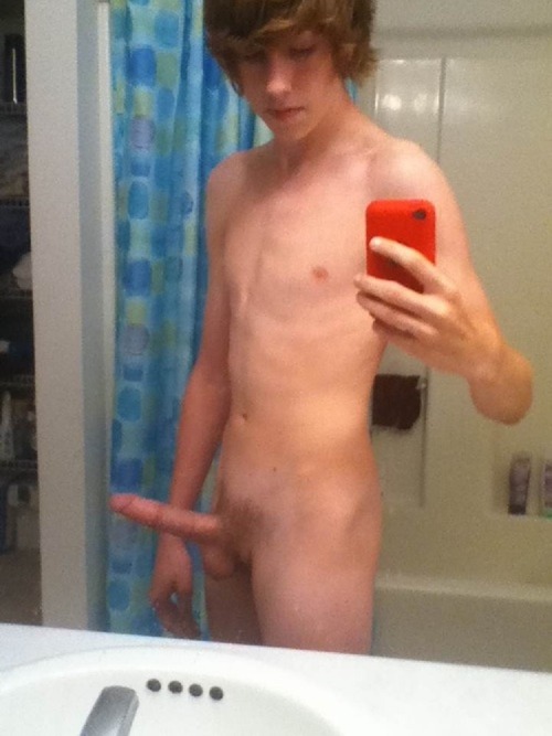 Naked boy selfie boner