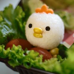 @cyn_epifanni made a chick.  #food #culinary #bento #bentobox #cute #cuteness #cutenessoverload #chick #chicken #japan #japanese #japanesefood #japanesegirl #kawaii  (at ChickenFarms FastFood)