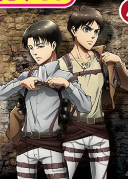 snkmerchandise: News: Levi &amp; Eren Clear File (2017) Original Release Date: Early April 2017Retail Price: 350 Yen A new clear file from Charapri/Vertical features the season 2 Levi and Eren image previously seen as the cover of Charaby TV Volume 27!