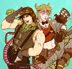 rynisyou:  Sketch for spookymuscles, winner of the random draw :] The request was Steampunk Joseph and Caesar. This is my first time drawing steampunk, hope I got the elements right -_-; Thank you everyone for participating in the questionnaire! 