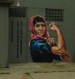 nprfreshair:  &ldquo;All I want is education, and I am afraid of no one.&rdquo; Malala Yousafzai as Rosie the Riveter.  