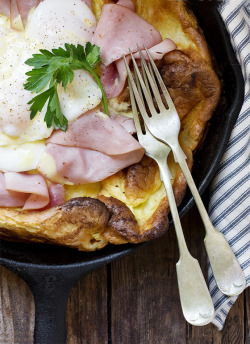 fattributes:  Ham and Eggs Benedict Dutch Baby