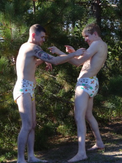 blondlittleboy: Two silly little diaper boys having a tickle fight!!  My super-good friend and I love playing together!! He always comes to visit during TOMKAT, a week-long ageplay kids camp here in Ontario!! I’m so excited to see him again in just