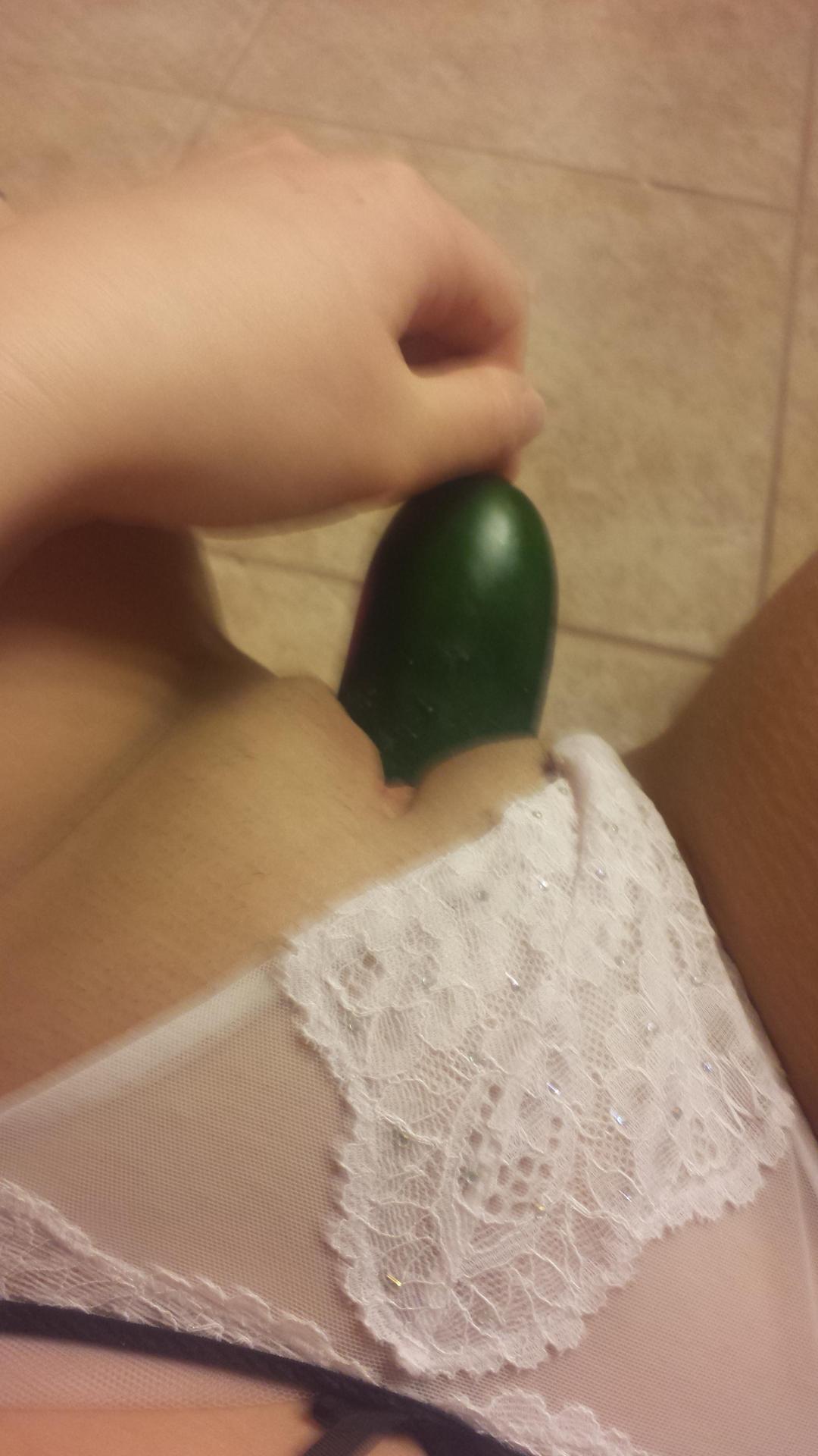 Chick doing a cucumber