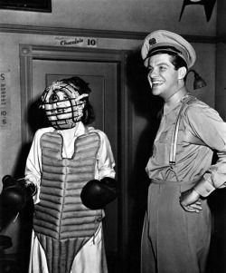 Olivia de Havilland &amp; Robert Cummings have fun on the set of Princess O'Rourke, 1943.