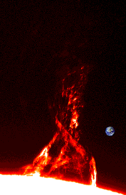 sagansense:   Solar mass ejection 2013/10/08 (09:12 UT) [gif 1] mounted with 20 images (10:18 to 11:06 UT) with its evolution [gif 2] same gif but in negalive light and no color. Taken with Coronado SolarMaxII 90 and ASI120MM from Málaga, España - Jose