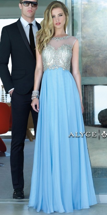 High Neck Illusion Gown by Alyce
