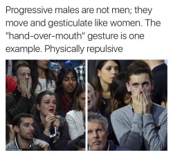 onlyblackgirl: colorfulcandypainter:  stinson-png:  docloudscomeinpurple: conservatives get offended by the weirdest shit  imagine masculinity so fragile that you can’t even touch your own face   If you touch a man’s face it’s Gay. Even your own