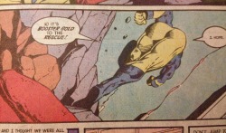 fedorasaurus:  I’m sure I’ve mentioned before that the folks drawing comic books in the 80’s seemed to frequently draw panels featuring Booster Gold’s shiny butt, but this panel from Justice League #4 really takes the cake.
