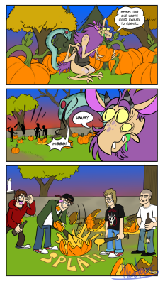 billybogshank: weretoons-comics:  A comic commissioned by Billybogshank Billy’s OC Drool meets my character, the Pumpkin Monster  Reblogging again because I gotta, this is just too awesome and cute not to.  