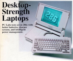 vintagecomputers: Compaq SLT/286By the end of the 1980s, laptop computers were becoming popular among business people. The COMPAQ SLT/286 debuted in October 1988, being the first battery-powered laptop to support an internal hard disk drive and a VGA