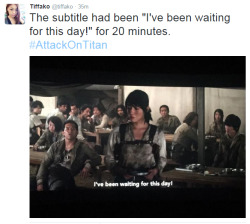 What happens when the English subs for the Shingeki no Kyojin live action movie freezes during the theater screening&hellip;#IVEBEENWAITINGFORTHISDAY