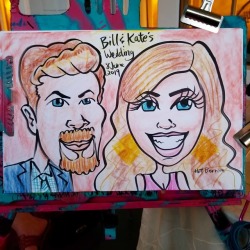 Caricature done today at Bill &amp; Kate&rsquo;s wedding.  Congratulations!  Thanks for having me there.     I do all sorts of events, any kind of party can use a caricature artist!    . . . . . . . #Caricature #caricatures #caricaturist #caricatureartist