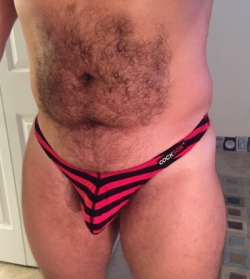 seriousunderwearcollectors:  rwraith55 RED &amp; BLACK STRIPED COCKSOX THONG