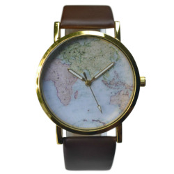 wickedclothes:  Wicked Clothes presents: our World Map Watch! This classy watch features a world map on its face. Carry the world with you everywhere you go. On top of being on sale to celebrate its release, don’t forget to use coupon code ‘SHIPFREE’