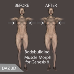 Created by va-sily! &ldquo;Muscle  Morphs&rdquo;- I created these muscular morphs that make the back of Genesis  bodybuilding body more realistic. It contains 3 types of morphing:  Neck muscle, large round muscle, and  large round muscle 2.This morph