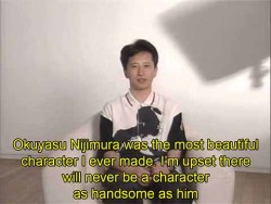 ask-okuyasu-nijimura:  stashio-kat: jerryle3:   Hirohiko Araki’s response to being asked who was the most attractive character he has ever made   @ask-okuyasu-nijimura  Araki Sensei is proud of his boy