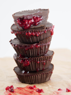 fullcravings:  Bloody Cups for Halloween (Chocolate Cups with raspberry sauce, vegan + gluten-free) Congratulations forelephantasticvegan for having one of the winning submissions Halloween 2016!   Like this blog? Visit my Home Page or Video page for