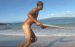 nudestate:  menbeingbeautiful:  Nude surfing.  Negative. That’s skim boarding. One of my top things to do without an annoying swimsuit. 