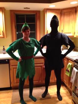 tyleroakley:  pleatedjeans:  Peter Pan and his shadow. via  THE CUTEST COUPLES COSTUME.