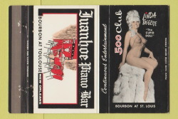 odk-2: Linda Brigette (aka. “The Cupid Doll” ) is featured on this vintage 60’s-era matchbook from the ‘500 Club’; located on Bourbon Street in downtown New Orleans.. 