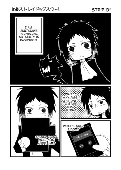 khiwatari:  As if I don’t have enough on my plate already, I am trying my new manga making software and here I am throwing out BSD manga pages as practice~Introducing Bungo Stray Dogs Tsuu! A series of random BSD strips which I am not sure why/what