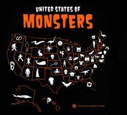 thepurpleglass:  fumbledeegrumble:  thetearinmyheart:  unexplained-events:  Which monster wreaks havoc on your state?  fricking Loveland frogman which is rad bc I live in that city woohoo  Georgia gets a motherfucking raptor, we get some flatulent goddamn