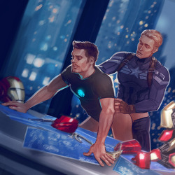 maxkennedy24:  Another Steve x Tony commission, and here’s a link to the fanfic =) http://archiveofourown.org/works/3731302/chapters/8269387 