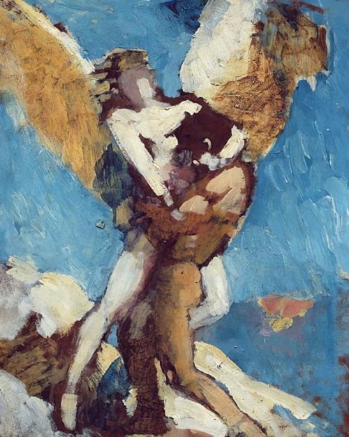 antonio-m:Jacob Wrestling with the Angel, c.1876. Leon Joseph Florentin Bonnat (1833-1922). oil on canvas
